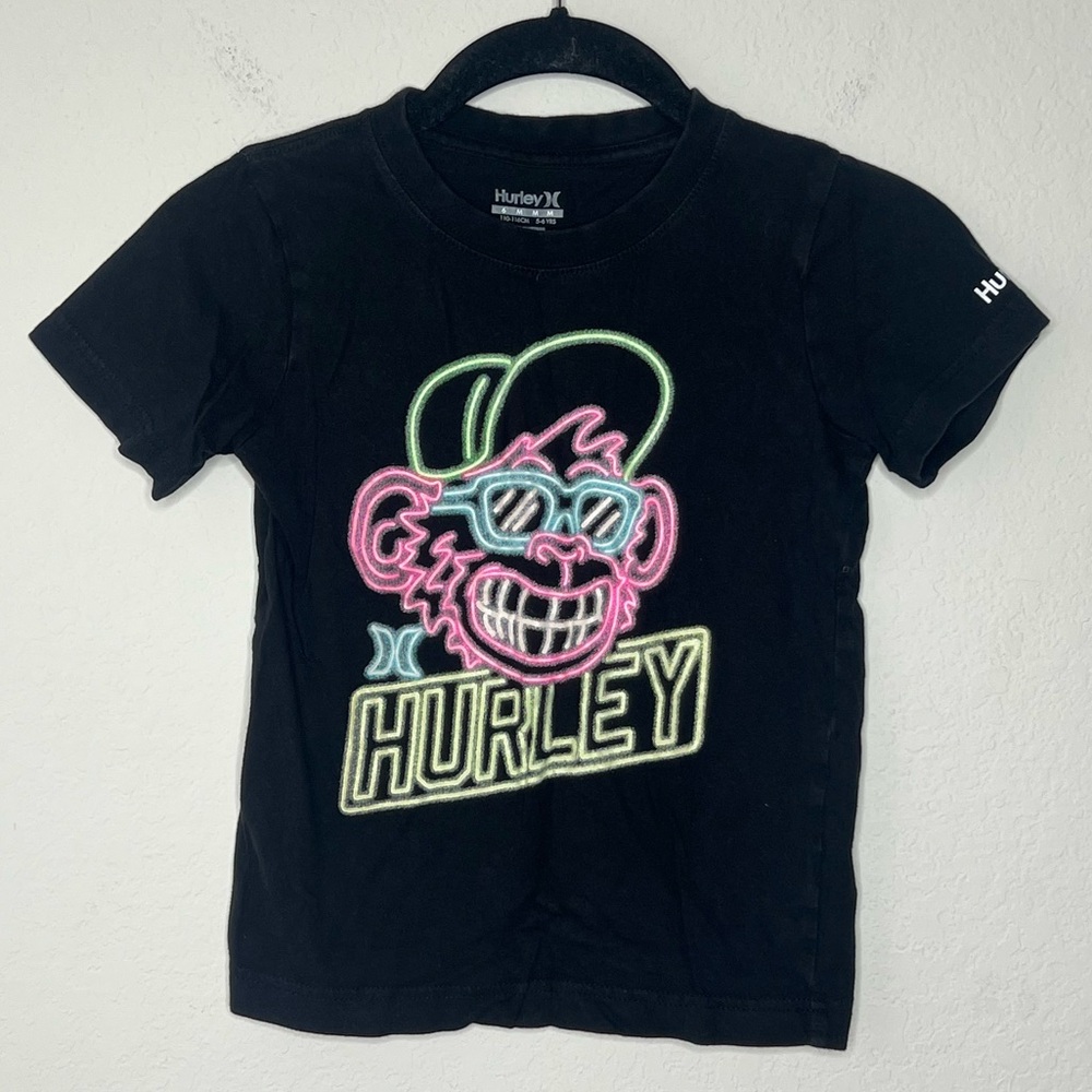 Hurley Boys Black Neon Monkey Graphic Short Sleeve T-Shirt